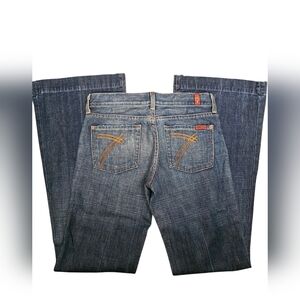 Vintage 7 For All Mankind Classic Flare Dojo Orange Stitch Med Wash